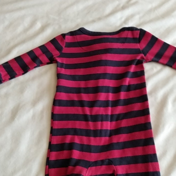 Baby Boys 0–3M Red Navy Striped Footed Pajamas - Picture 6 of 7